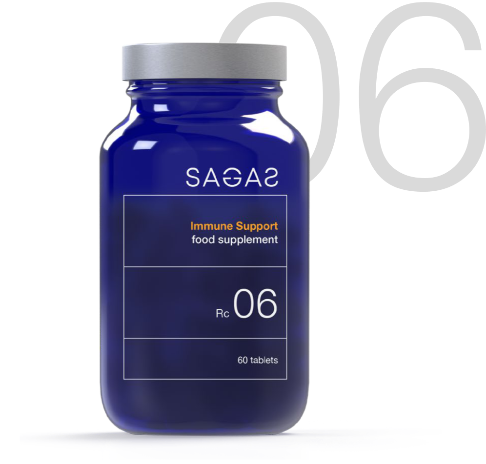 Sagas RC 06 Immune Support, za podršku imunitetu. Pakiranje u plavoj bočici od 60 tableta.