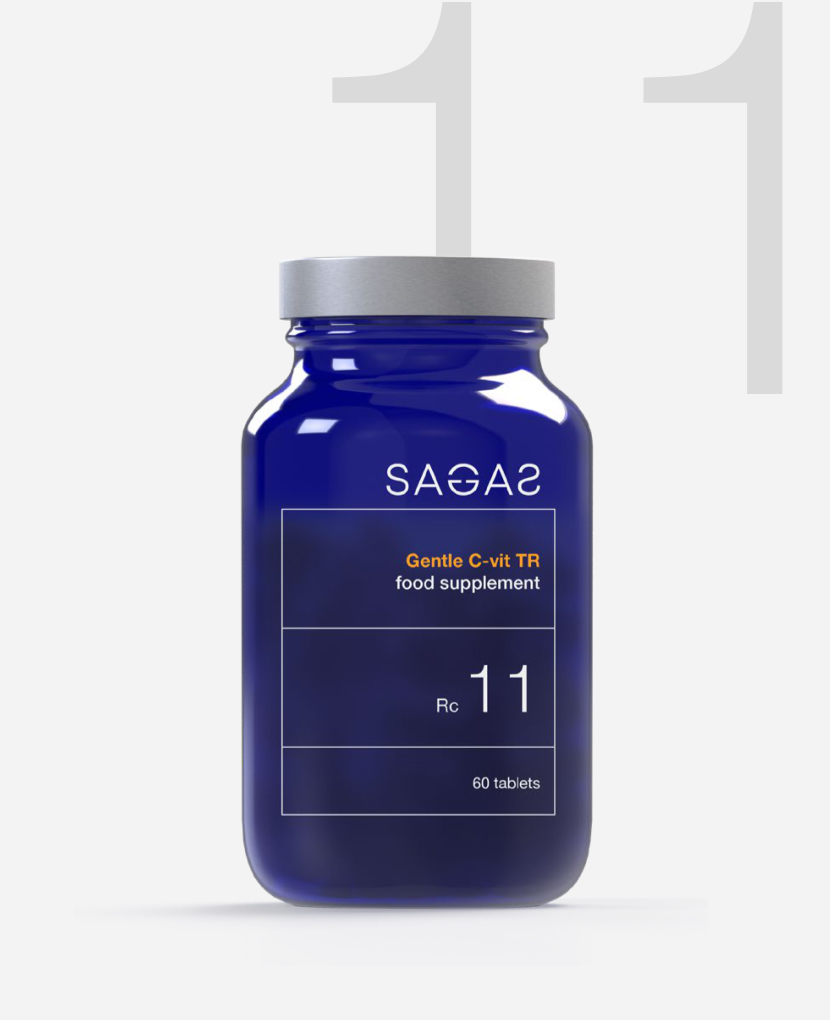 Sagas RC 11 Gentle C-vit TR, vitamin C. Dodatak prehrani u plavoj bočici u pakiranju od 60 tableta.