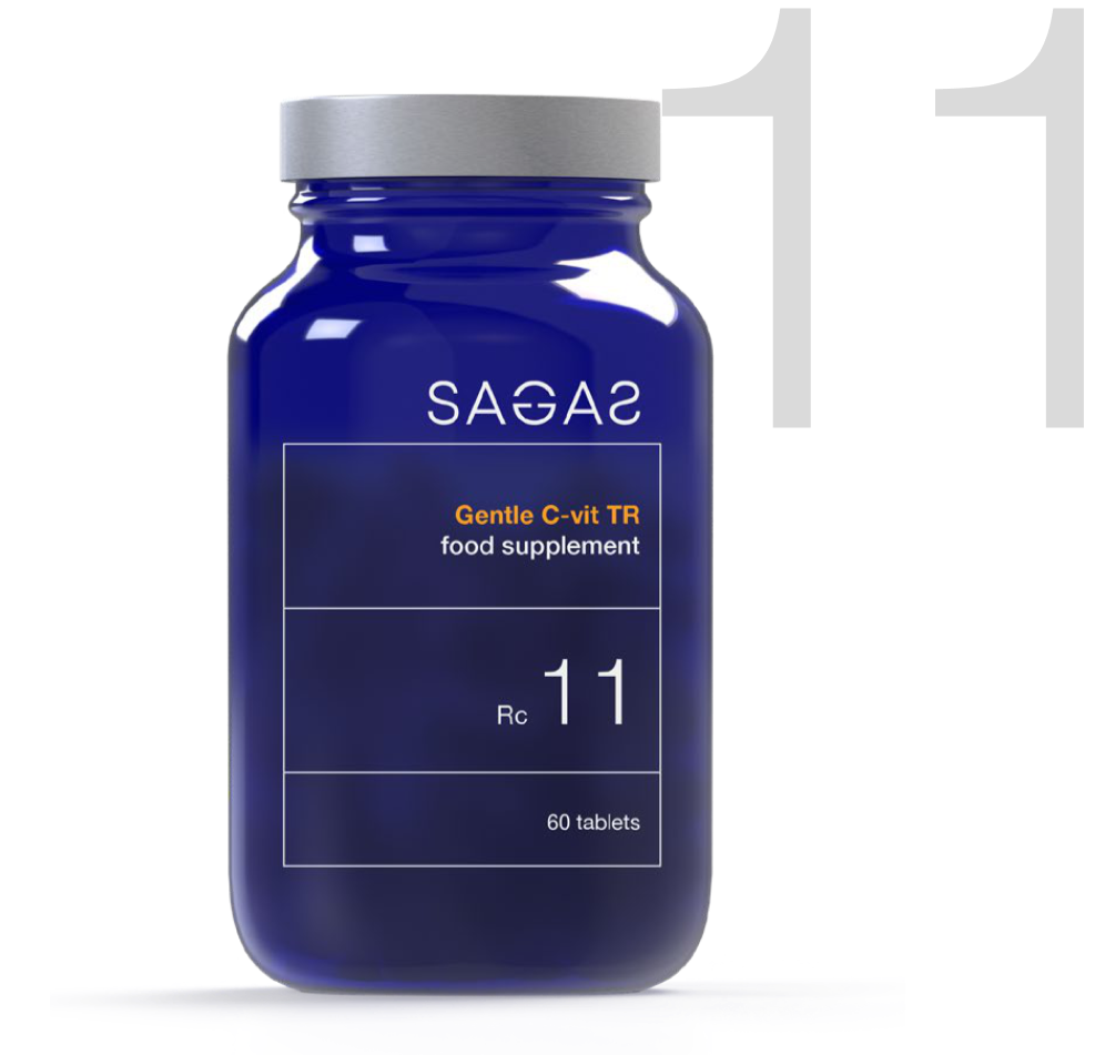 Sagas RC 11 Gentle C-vit TR, vitamin C. Dodatak prehrani u plavoj bočici u pakiranju od 60 tableta.