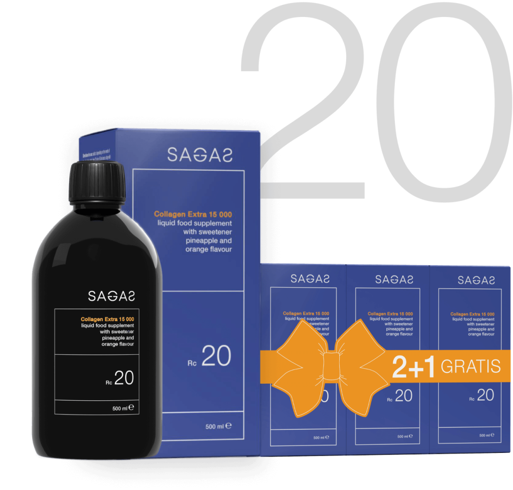 Sagas RC 20 Collagen Extra 15,000 tekući kolagen za kožu u crnoj bočici od 500 ml